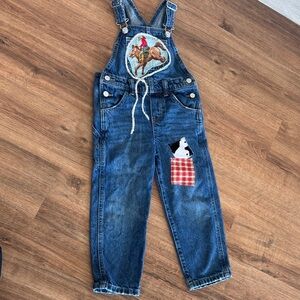 Kids Blue Denim Overalls with Horse Patch